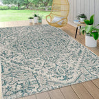 JONATHAN Y Boho Medallion Indoor Outdoor Area Rug 3X5 Teal/Gray, Estrella - Image 3