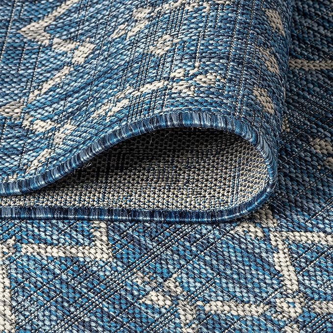 JONATHAN Y Moroccan Geometric Indoor Outdoor Runner Rug 2X20 Navy/Light Gray - Image 5