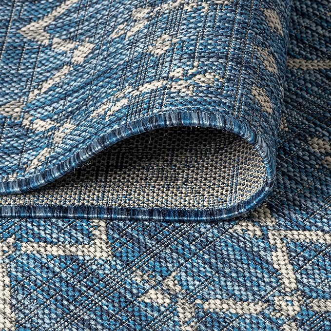 JONATHAN Y Moroccan Geometric Indoor Outdoor Square Area Rug 3X3 Navy/Light Gray - Image 5