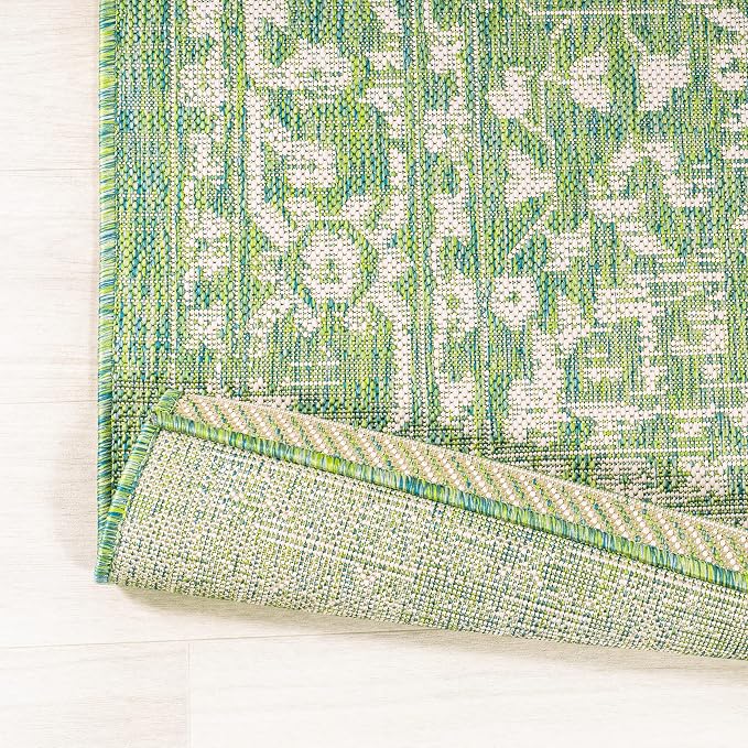 JONATHAN Y Boho Medallion Indoor Outdoor Square Area Rug 5X5 Cream/Green - Image 5