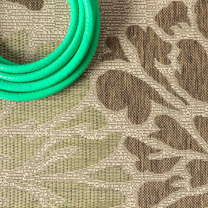 JONATHAN Y Floral Textured Weave Indoor Outdoor Runner Rug 2X10 Sage/Brown - Image 3