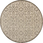 JONATHAN Y Vintage Filigree Indoor Outdoor Round Area Rug 8 Ft Beige/Brown - Image 9