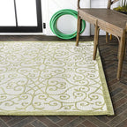 JONATHAN Y Vintage Filigree Indoor Outdoor Area Rug 4X6 Green/Cream, Madrid - Image 11