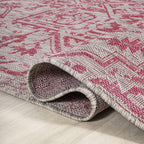 JONATHAN Y Boho Medallion Indoor Outdoor Area Rug 4X6 Light Gray/Fuchsia - Image 5