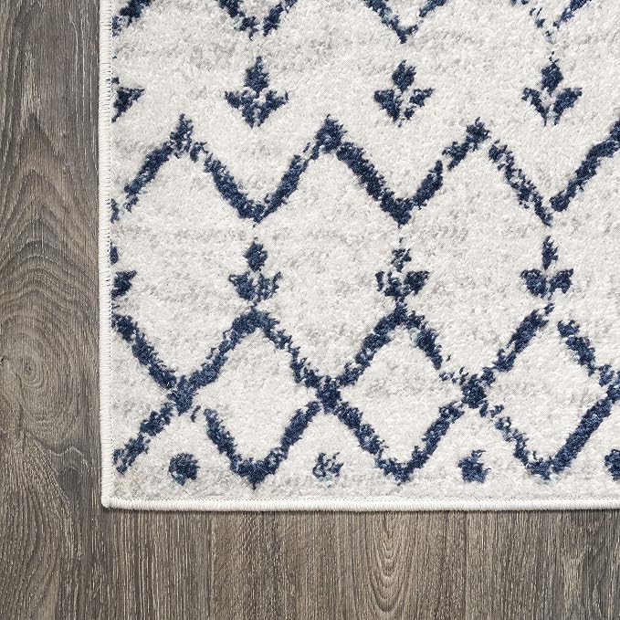 JONATHAN Y Boho Vintage Diamond Cream/Navy Indoor Area Rug 4X6 ft, Moroccan Hype - Image 8