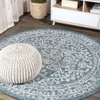 JONATHAN Y Boho Medallion Indoor Outdoor Round Area Rug 3 Ft Teal/Gray by JONATHANY