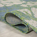 JONATHAN Y Floral Textured Weave Indoor Outdoor Square Area Rug 4X4 Cream/Green - Image 3