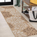JONATHAN Y Floral Textured Weave Indoor Outdoor Runner Rug 2X8 Brown/Cream by JONATHANY