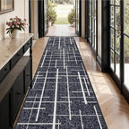 Non Slip Hallway Runner Rug 2.6x12, Modern Distressed Stripe, Washable Extra - Image 2