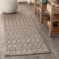 JONATHAN Y Moroccan Geometric Indoor Outdoor Runner Rug 2X20 Natural/Black by JONATHANY