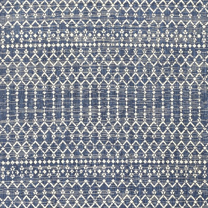 JONATHAN Y Moroccan Geometric Indoor Outdoor Square Area Rug 6X6 Navy/Beige - Image 8