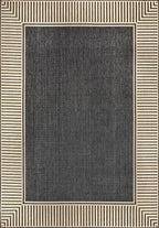 Nuloom Asha Dark Grey/Ivory, Striped Border, Soft and Cozy, High Traffic - Image 2
