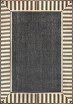 Nuloom Asha Dark Grey/Ivory, Striped Border, Soft and Cozy, High Traffic - Image 2