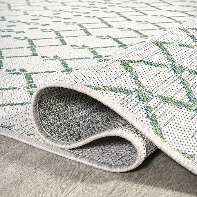 JONATHAN Y Moroccan Geometric Indoor Outdoor Area Rug 4X6 Green/Ivory, Ourika - Image 5