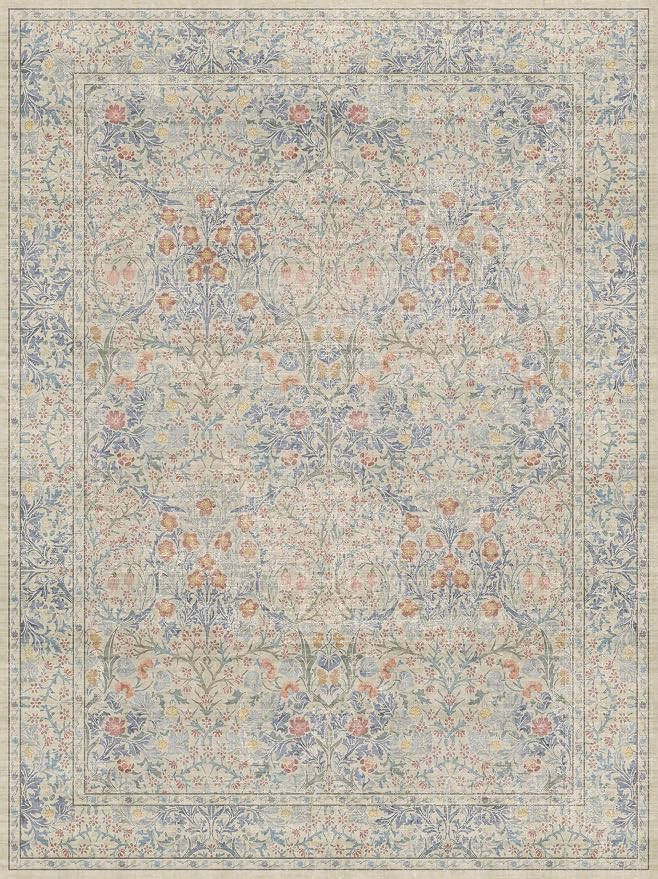Washable Light Blue Bedroom Rug, 9x12 Area Rug - Image 3