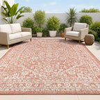 JONATHAN Y Boho Medallion Indoor Outdoor Area Rug 4X6 Red/Taupe, Malta Textured by JONATHANY