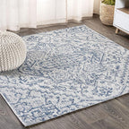 JONATHAN Y Boho Medallion Indoor Outdoor Square Area Rug 8X8 Navy/Gray by JONATHANY