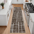 Non Slip Hallway Runner Rug 2x8, Modern Distressed Stripe, Washable Long Rug by TTelephant
