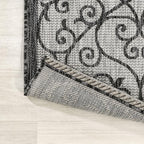 JONATHAN Y Vintage Filigree Indoor Outdoor Area Rug 6X9 Light Gray/Black - Image 4