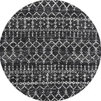 JONATHAN Y Boho Vintage Diamond Black/Ivory Round Area Rug 5 ft, Moroccan Hype - Image 2