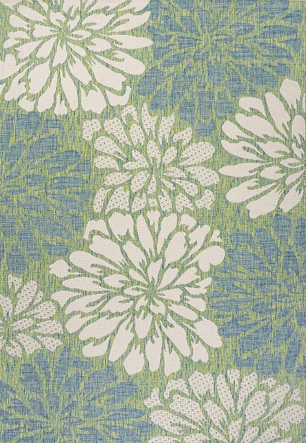 JONATHAN Y Floral Textured Weave Indoor Outdoor Area Rug 5X8 Cream/Green - Image 8