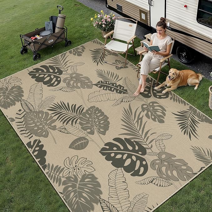 Easy Jute Rug Outdoor Indoor 8x10 Patio Mat Porch Light Brown Natural Non Slip - Image 4