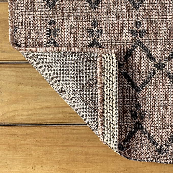 JONATHAN Y Moroccan Geometric Indoor Outdoor Square Area Rug 8X8 Natural/Black - Image 6