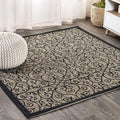 JONATHAN Y Vintage Filigree Indoor Outdoor Square Area Rug 4X4 Black/Khaki by JONATHANY