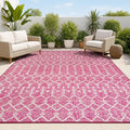 JONATHAN Y Moroccan Geometric Indoor Outdoor Area Rug 3X5 Fuchsia/Light Gray by JONATHANY