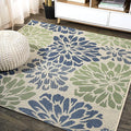 JONATHAN Y Floral Textured Weave Indoor Outdoor Square Area Rug 6X6 Navy/Green by JONATHANY