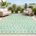 JONATHAN Y Moroccan Geometric Indoor Outdoor Area Rug 5X8 Green/Cream, Ourika by JONATHANY