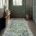 Green Washable Bathroom Hallway Runner Rug by BILEEHOME
