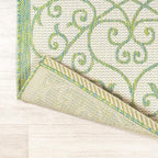 JONATHAN Y Vintage Filigree Indoor Outdoor Runner Rug 2X10 Cream/Green - Image 3