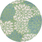 JONATHAN Y Floral Textured Weave Indoor Outdoor Round Area Rug 4 Ft Cream/Green - Image 8