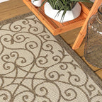 JONATHAN Y Vintage Filigree Indoor Outdoor Area Rug 4X6 Beige/Brown, Madrid - Image 7
