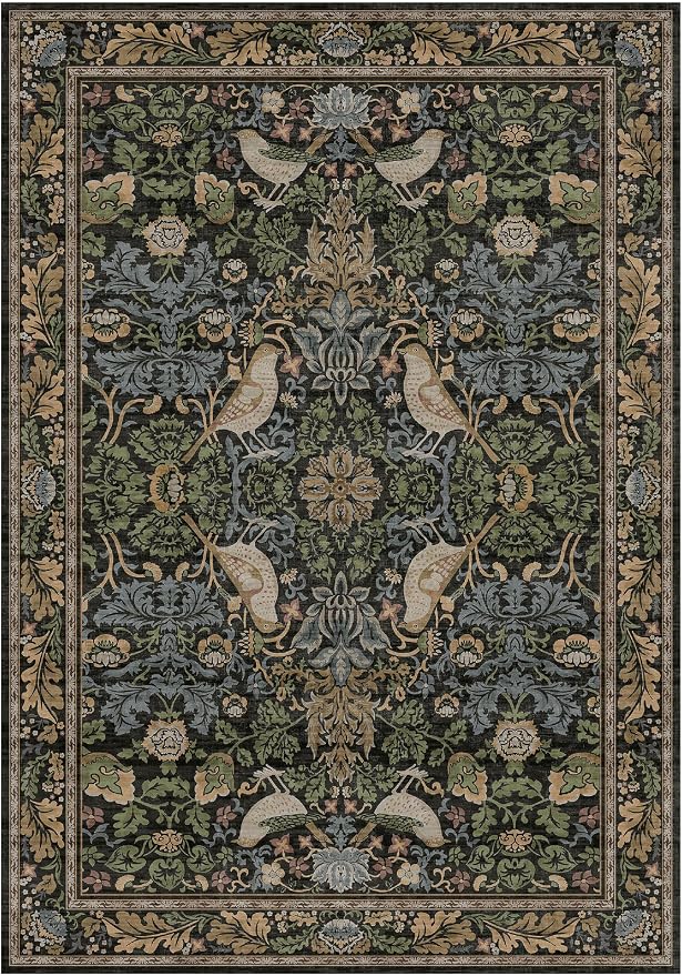 7x10 Green Washable Kitchen Table Rug - Image 7