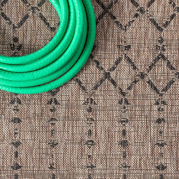 JONATHAN Y Moroccan Geometric Indoor Outdoor Runner Rug 2X20 Natural/Black - Image 3