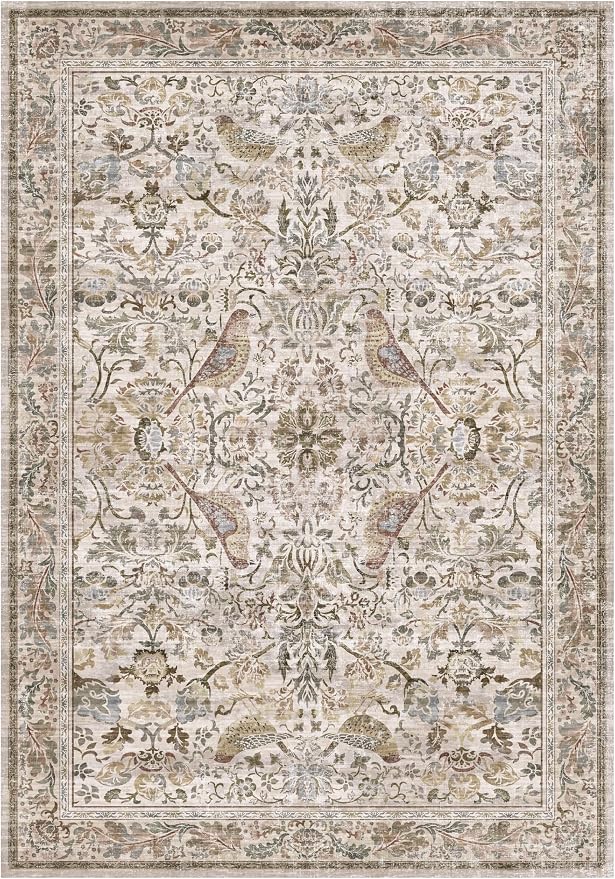 Moss Washable Living Room Rug, 7x10 Floral Area Rug - Image 7