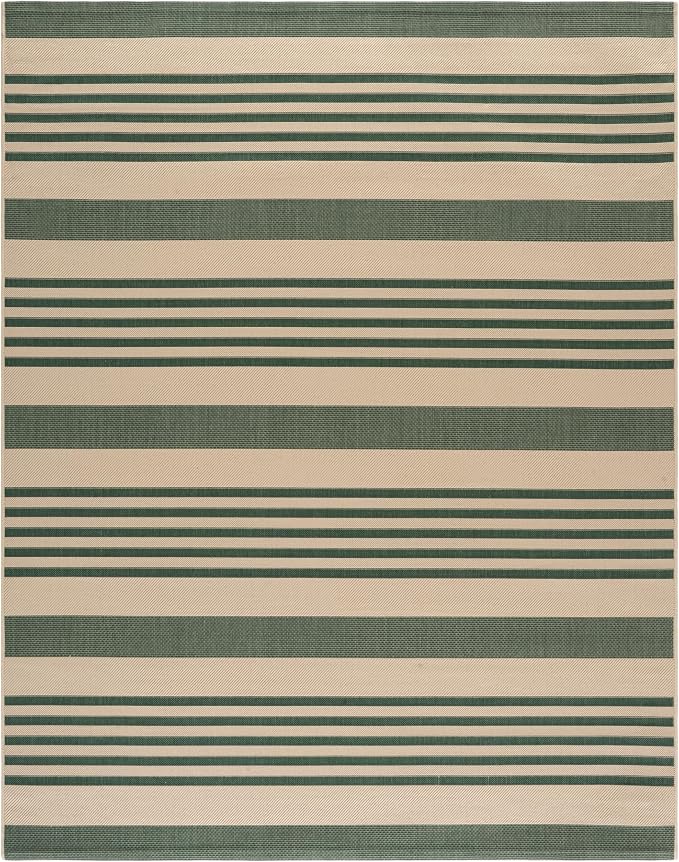 SAFAVIEH Courtyard Collection 9' x 12' Beige/Dark Green CY6062 Stripe - Image 3
