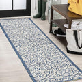 JONATHAN Y Vintage Filigree Indoor Outdoor Runner Rug 2X8 Blue/Cream, Madrid by JONATHANY
