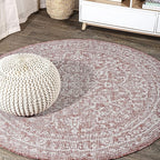JONATHAN Y Boho Medallion Indoor Outdoor Round Area Rug 9 Ft Red/Taupe by JONATHANY
