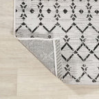 JONATHAN Y Moroccan Geometric Indoor Outdoor Round Area Rug 9 Ft Cream/Black - Image 5