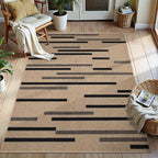 Tangsoo Stripe Easy Jute Rug, Ultra Thin 3x5 Washable Area Rug by Tangsoo