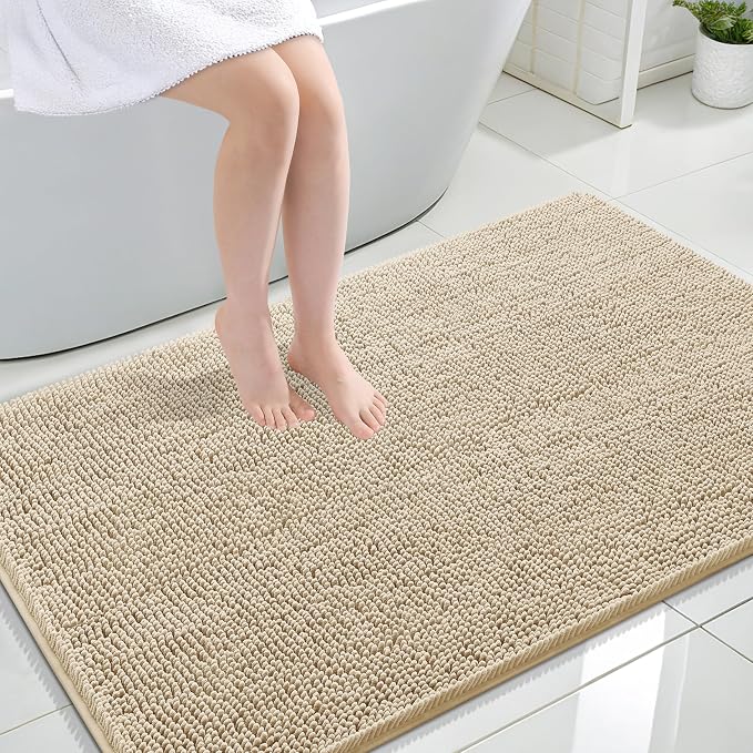 OLANLY Large Bathroom Rugs 47x32, Extra Soft Absorbent Chenille Bath Rugs by OLANLY