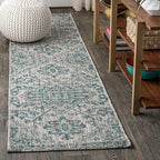 JONATHAN Y Boho Medallion Indoor Outdoor Runner Rug 2X10 Teal/Gray, Estrella by JONATHANY