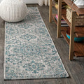 JONATHAN Y Boho Medallion Indoor Outdoor Runner Rug 2X8 Teal/Gray, Estrella by JONATHANY