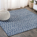 JONATHAN Y Moroccan Geometric Indoor Outdoor Square Area Rug 3X3 Navy/Light Gray by JONATHANY
