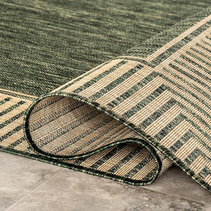 Nuloom Asha Green/Brown, Striped Border, Soft and Cozy, High Traffic, Easy Clean - Image 7