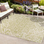 JONATHAN Y Boho Medallion Indoor Outdoor Area Rug 5X8 Cream/Green, Estrella - Image 4