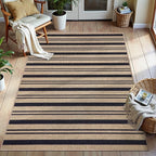 Tangsoo Stripe Easy Jute Rug, Ultra Thin 3x5 Washable Area Rug by Tangsoo